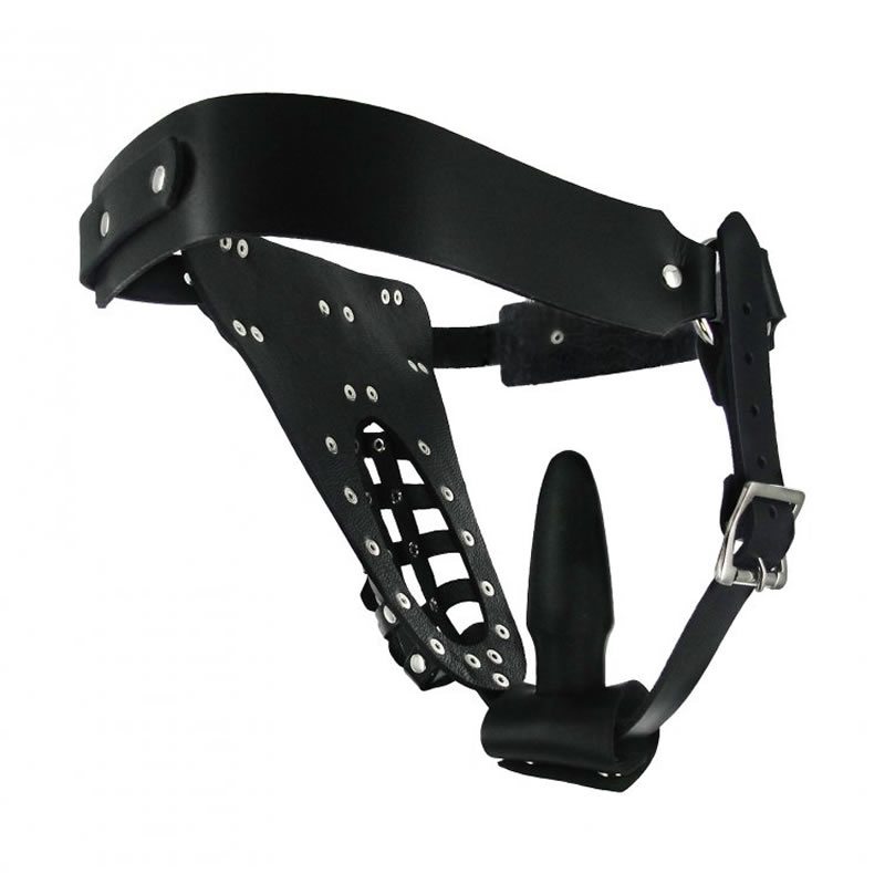 Safety Net Leather Male Chastity Belt